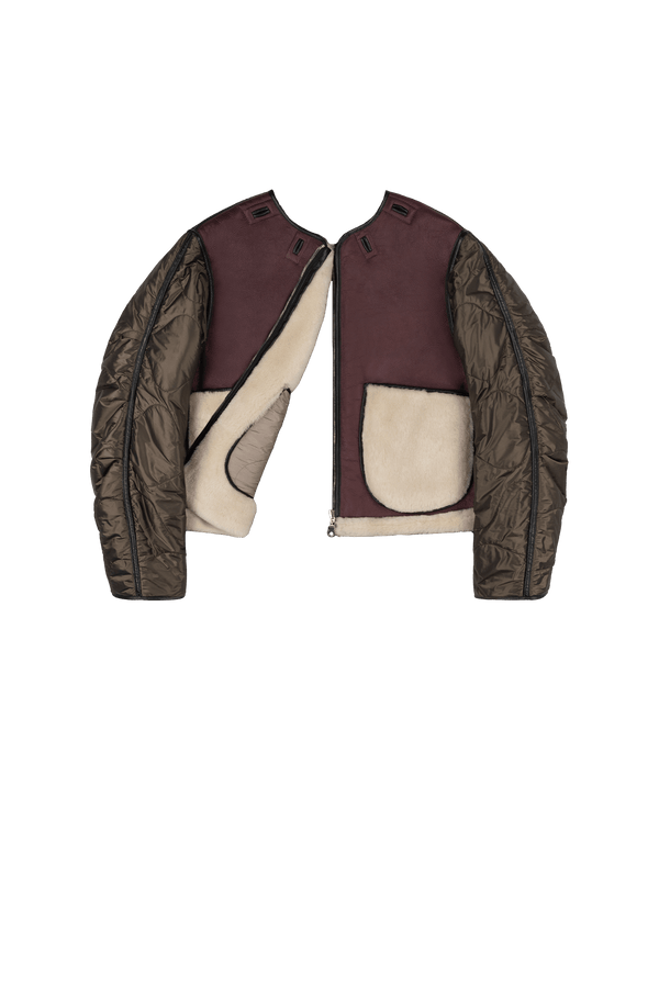 Aviator Shearling Jacket - Oxblood / Pebble - Layer 6