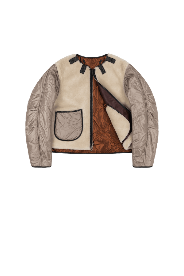 Aviator Shearling Jacket - Oxblood / Pebble - Layer 1