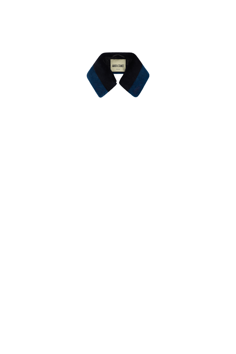 Shearling Stripe Collar - Petrol & Midnight - Layer 8