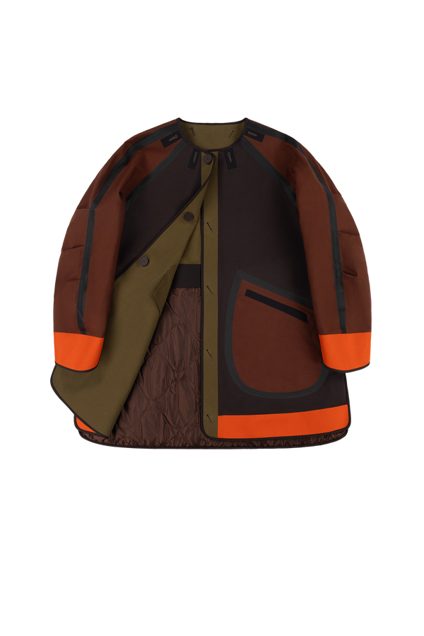 Weatherproof Bonded Short Raincoat - Mahogany / Moss - Layer 1