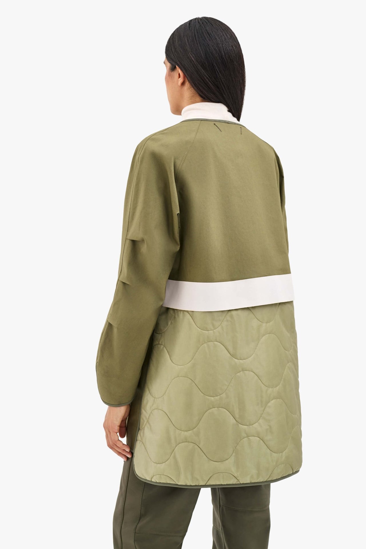 Weatherproof Bonded Short Raincoat - Pale Olive / Chartreuse