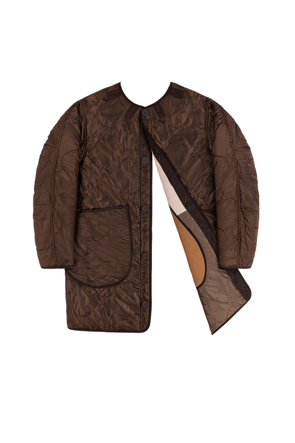 Signature Patchwork Wool Quilt - Camel / Dark Sienna - Layer 6