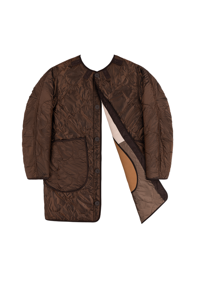 Signature Patchwork Wool Quilt - Camel / Dark Sienna - Layer 6