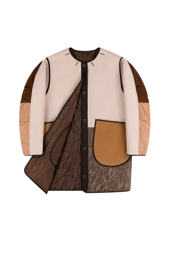 Signature Patchwork Wool Quilt - Camel / Dark Sienna - Layer 1