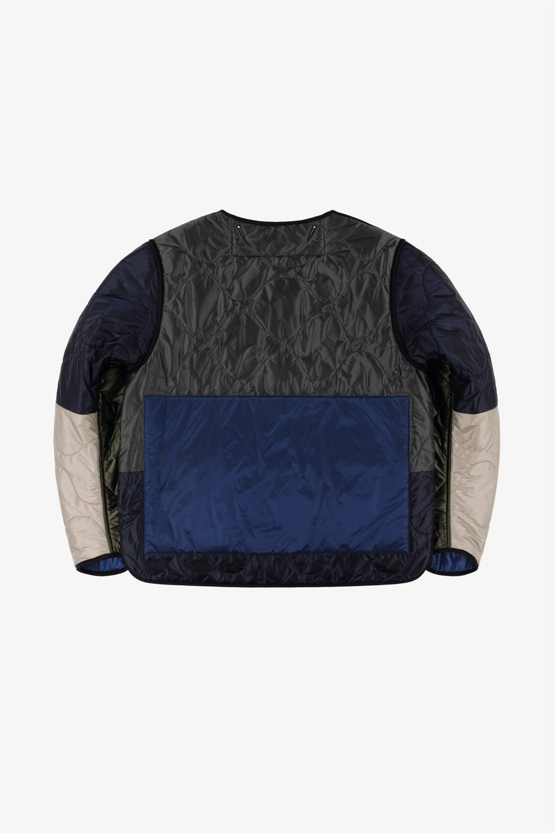 Signature Patchwork Cropped Quilt - Dark Olive & Dove Grey / Bright Navy