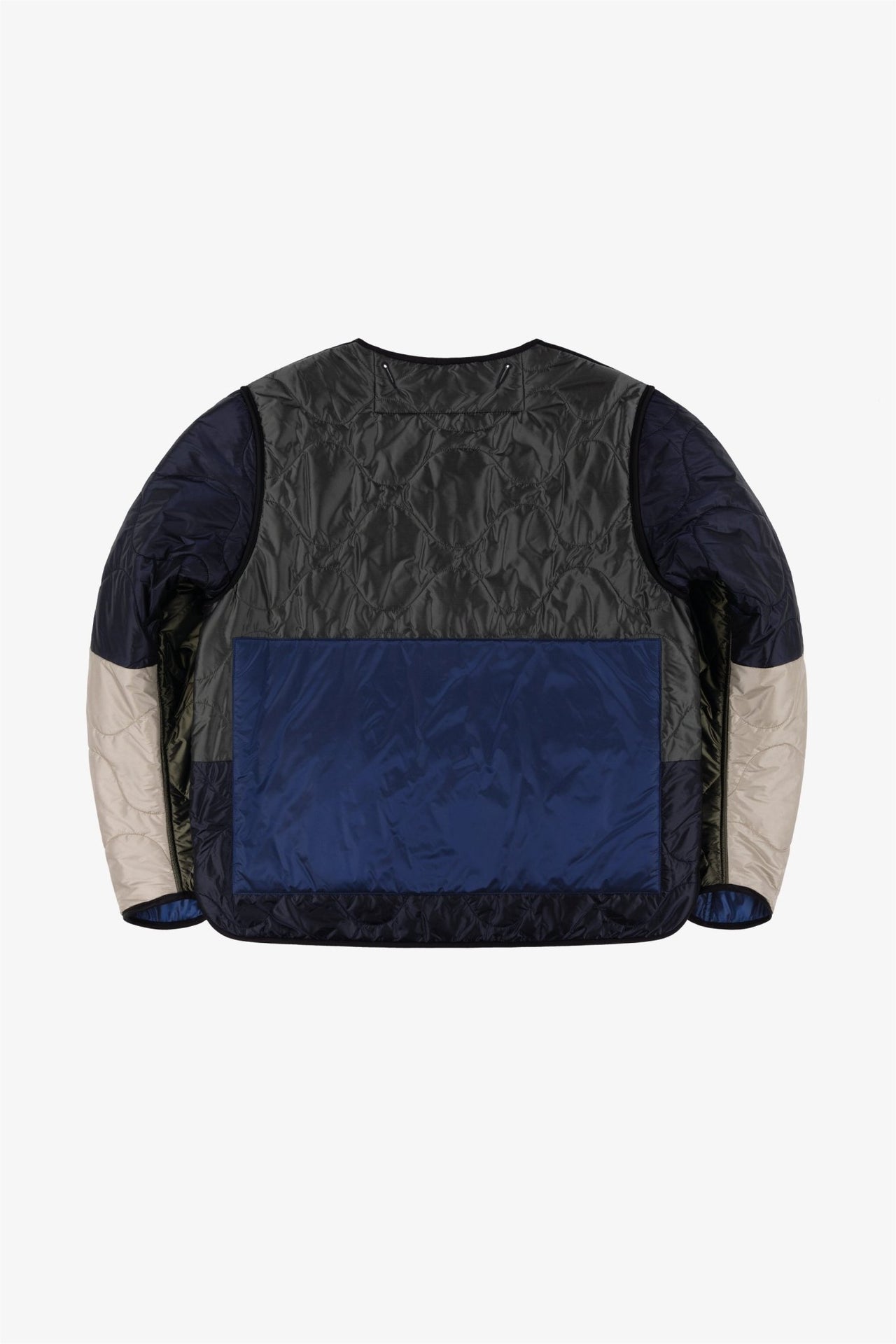 Signature Patchwork Cropped Quilt - Dark Olive & Dove Grey / Bright Navy