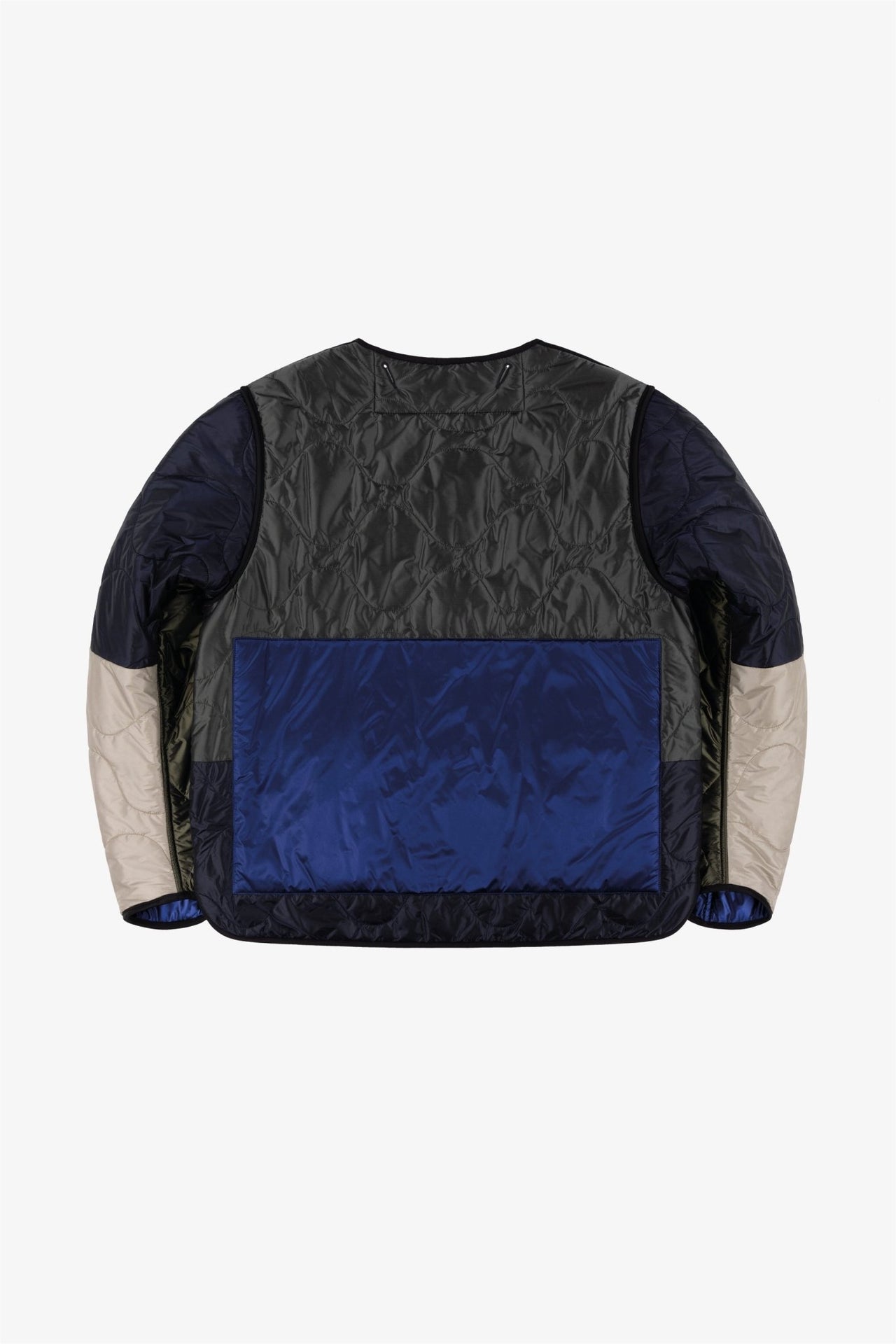 Signature Patchwork Cropped Quilt - Dark Olive & Dove Grey / Bright Navy