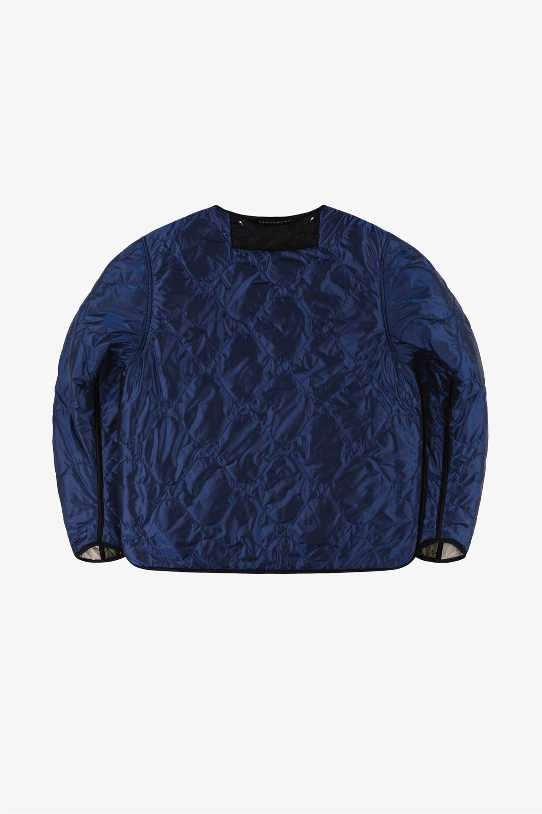 Signature Patchwork Cropped Quilt - Dark Olive & Dove Grey / Bright Navy