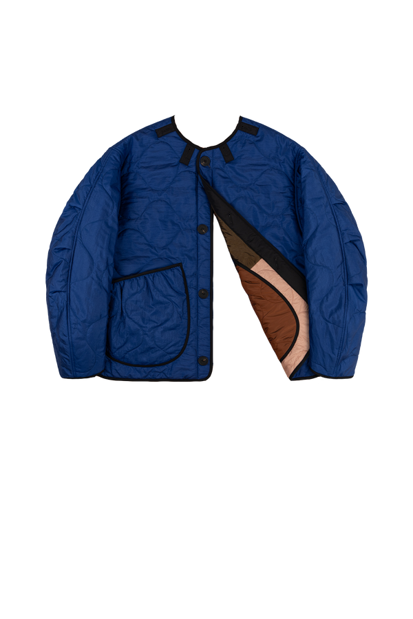 Signature Patchwork Cropped Quilt - Bronze / Cobalt - Layer 6