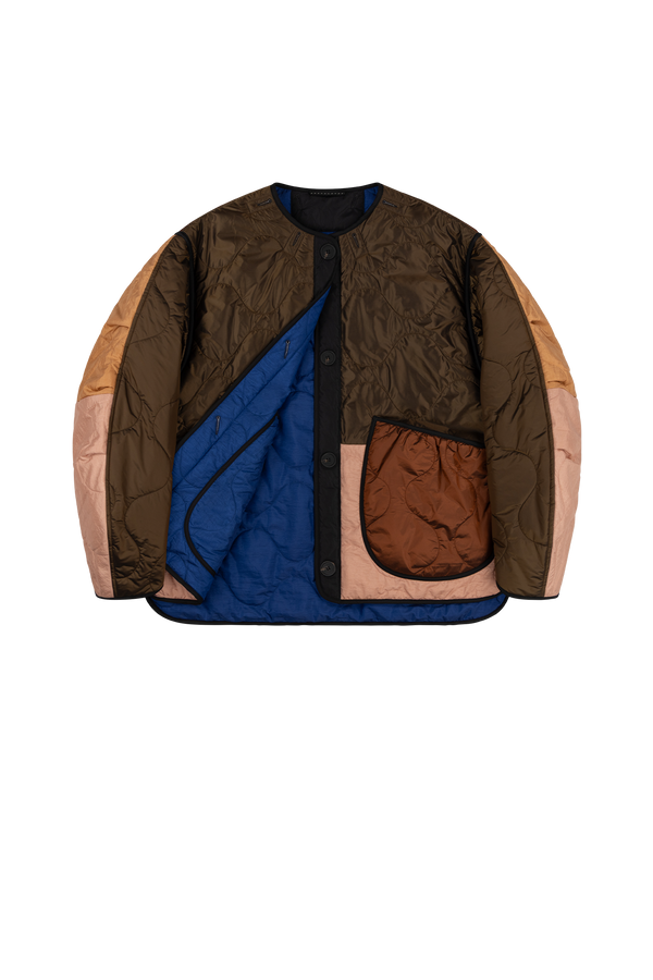 Signature Patchwork Cropped Quilt - Bronze / Cobalt - Layer 1