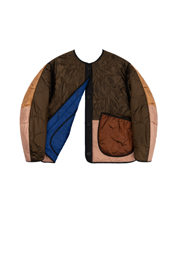 Signature Patchwork Cropped Quilt - Bronze / Cobalt - Layer 6