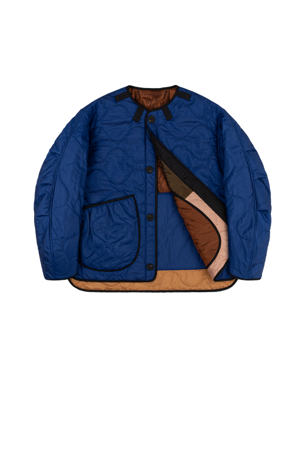 Signature Patchwork Cropped Quilt - Bronze / Cobalt - Layer 1