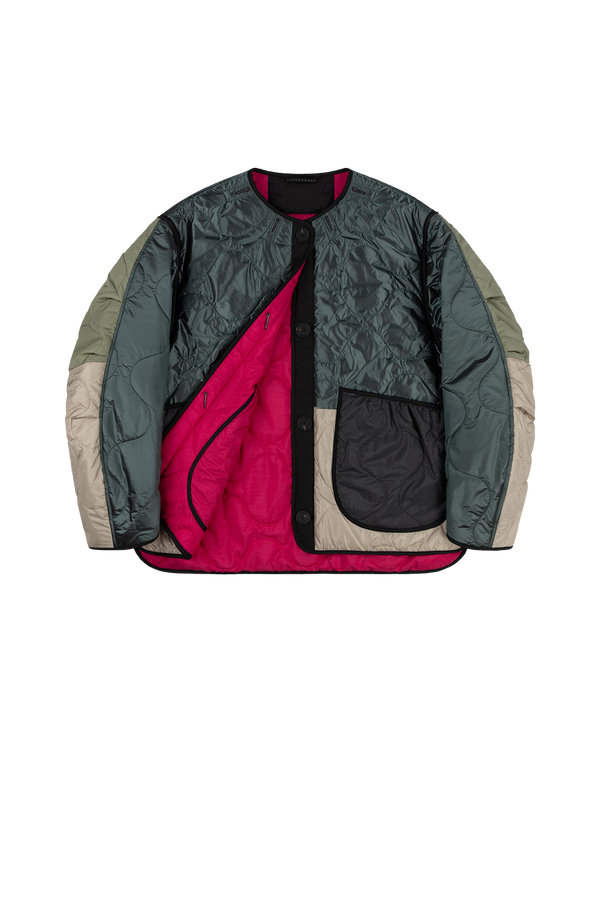 Signature Patchwork Cropped Quilt - Mineral Green / Fuchsia - Layer 1