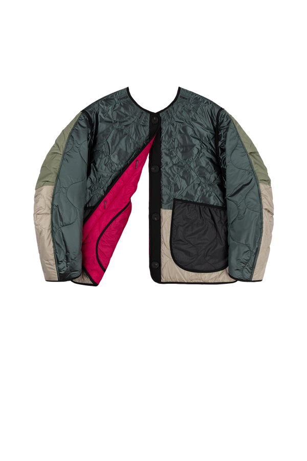 Signature Patchwork Cropped Quilt - Mineral Green / Fuchsia - Layer 6