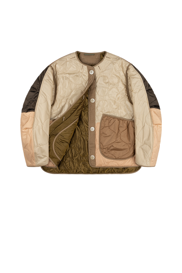 Signature Patchwork Cropped Quilt - Oyster / Antique Gold - Layer 1