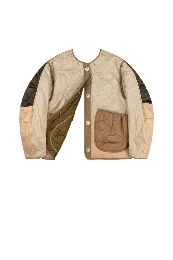 Signature Patchwork Cropped Quilt - Oyster / Antique Gold - Layer 6