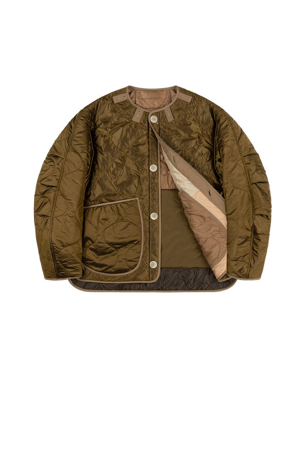 Signature Patchwork Cropped Quilt - Oyster / Antique Gold - Layer 1