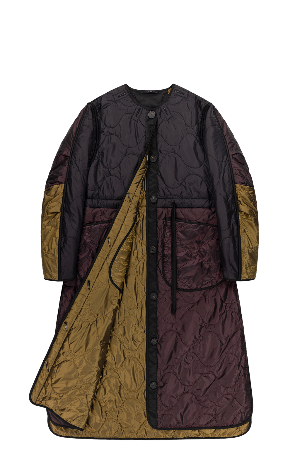 Signature Patchwork Long Quilt - Black / Antique Gold - Layer 1