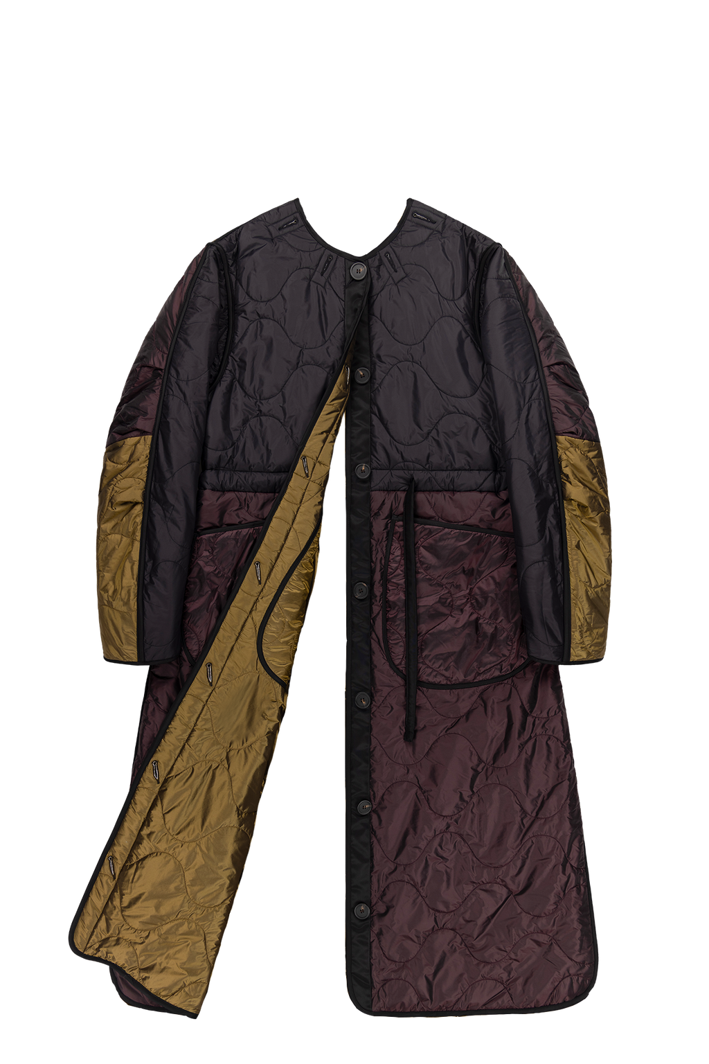 Signature Patchwork Long Quilt - Black / Antique Gold - Layer 6