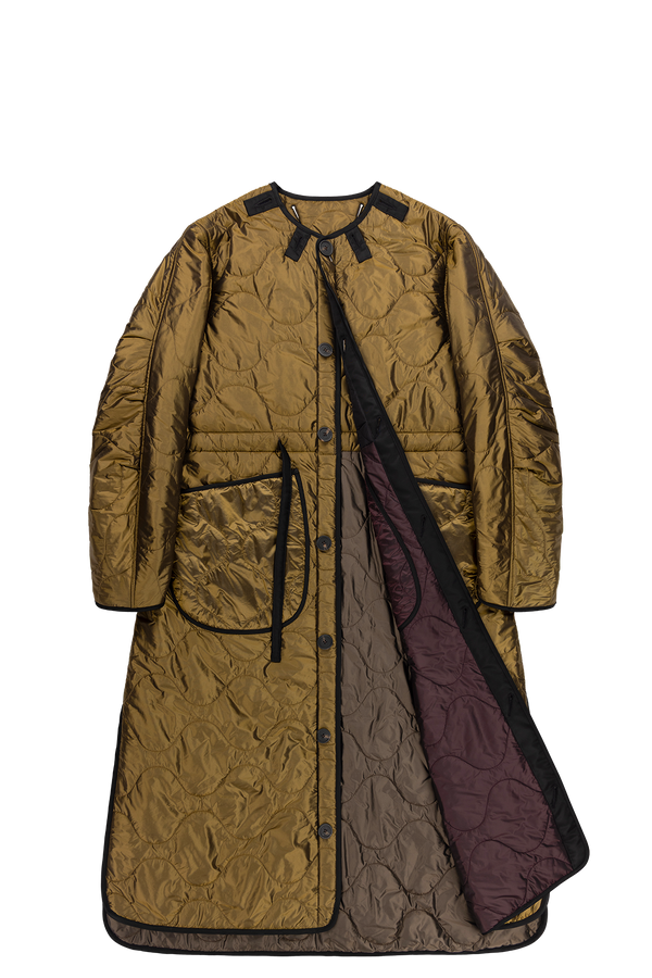 Signature Patchwork Long Quilt - Black / Antique Gold - Layer 1