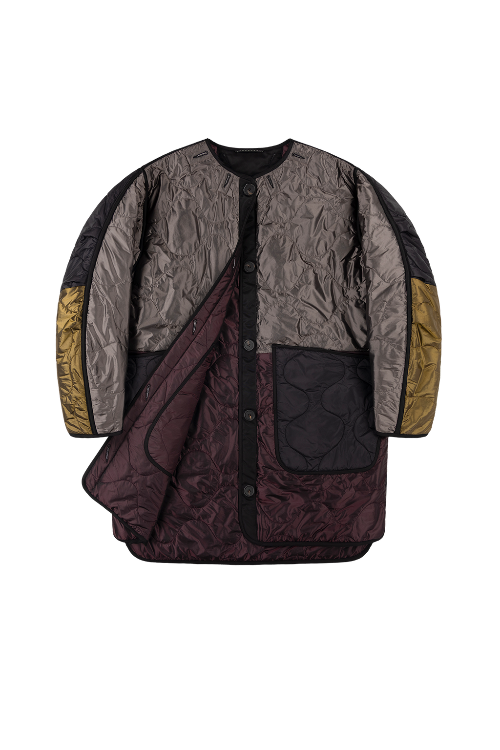 Signature Patchwork Quilt - Granite / Wine - Layer 1