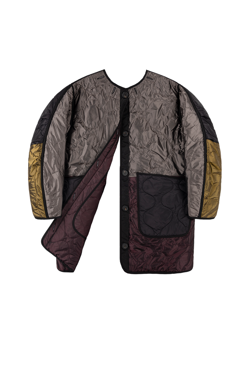 Signature Patchwork Quilt - Granite / Wine - Layer 6