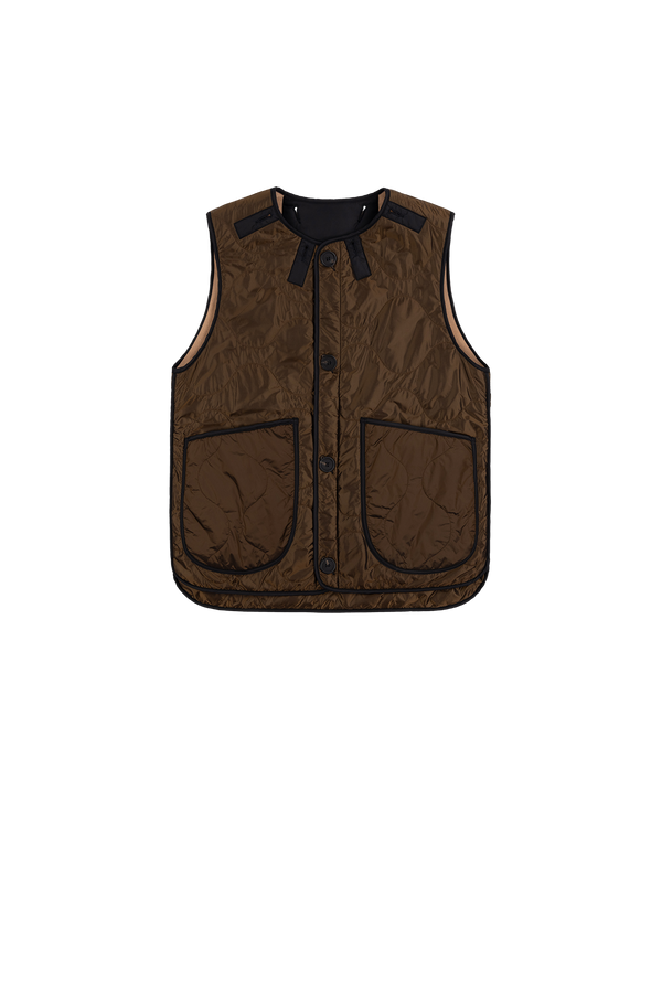 Signature Patchwork Wool Vest - Chestnut & Camel / Bronze - Layer 2