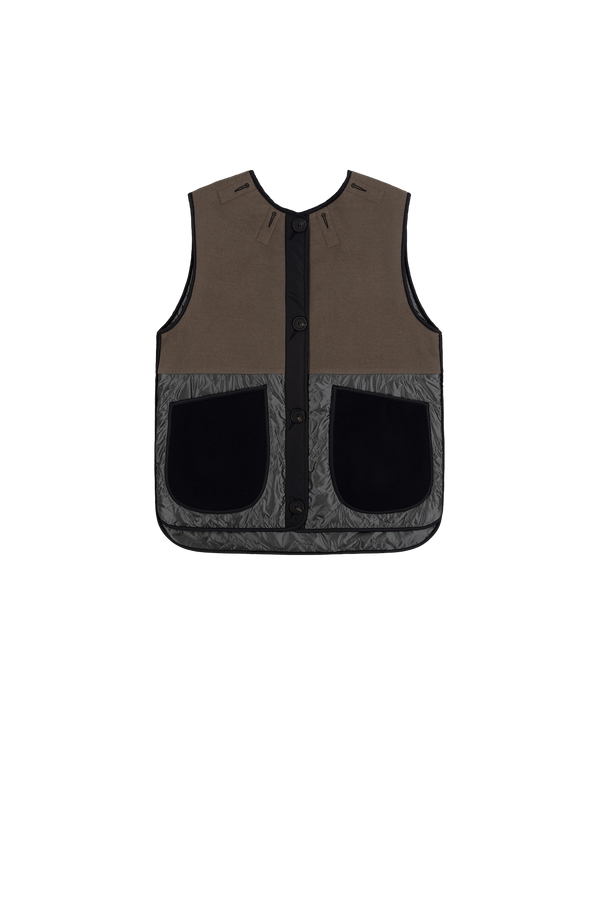 Signature Patchwork Wool Vest - Dark Olive & Navy / Anthracite - Layer 5