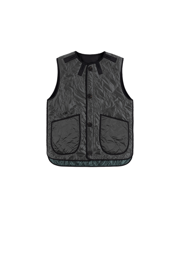 Signature Patchwork Wool Vest - Dark Olive & Navy / Anthracite - Layer 2