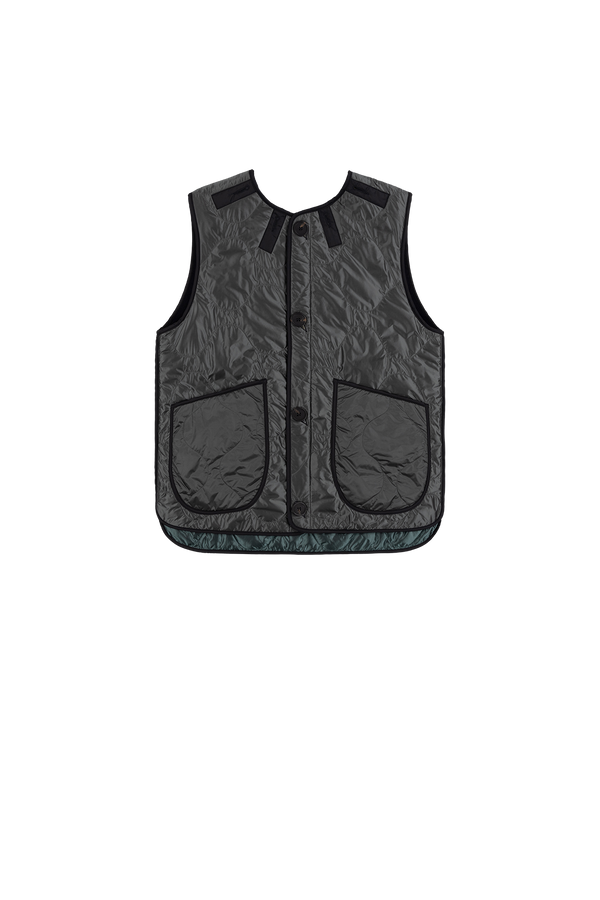 Signature Patchwork Wool Vest - Dark Olive & Navy / Anthracite - Layer 5
