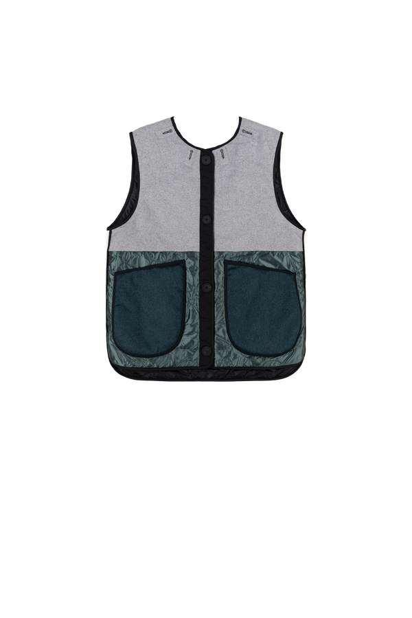 Signature Patchwork Wool Vest - Heather Grey & Ivory / Black - Layer 5