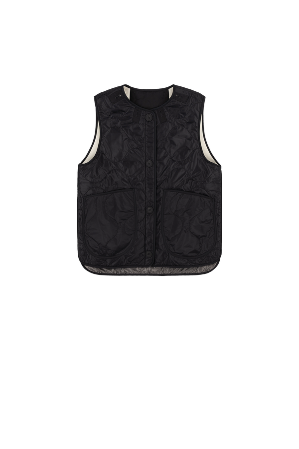 Signature Patchwork Wool Vest - Heather Grey & Ivory / Black - Layer 2