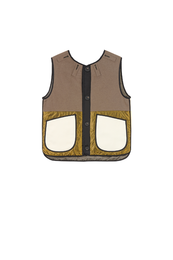 Signature Patchwork Wool Vest - Olive & Ivory / Dark Olive - Layer 5