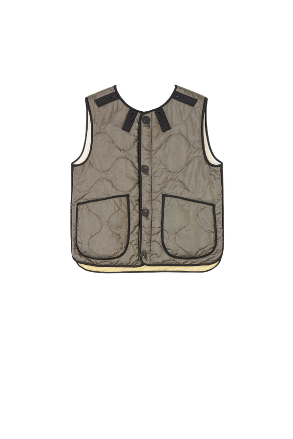 Signature Patchwork Wool Vest - Olive & Ivory / Dark Olive - Layer 5