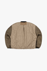 Silk Nylon Quilt Flight Bomber - Dark Olive / Peat