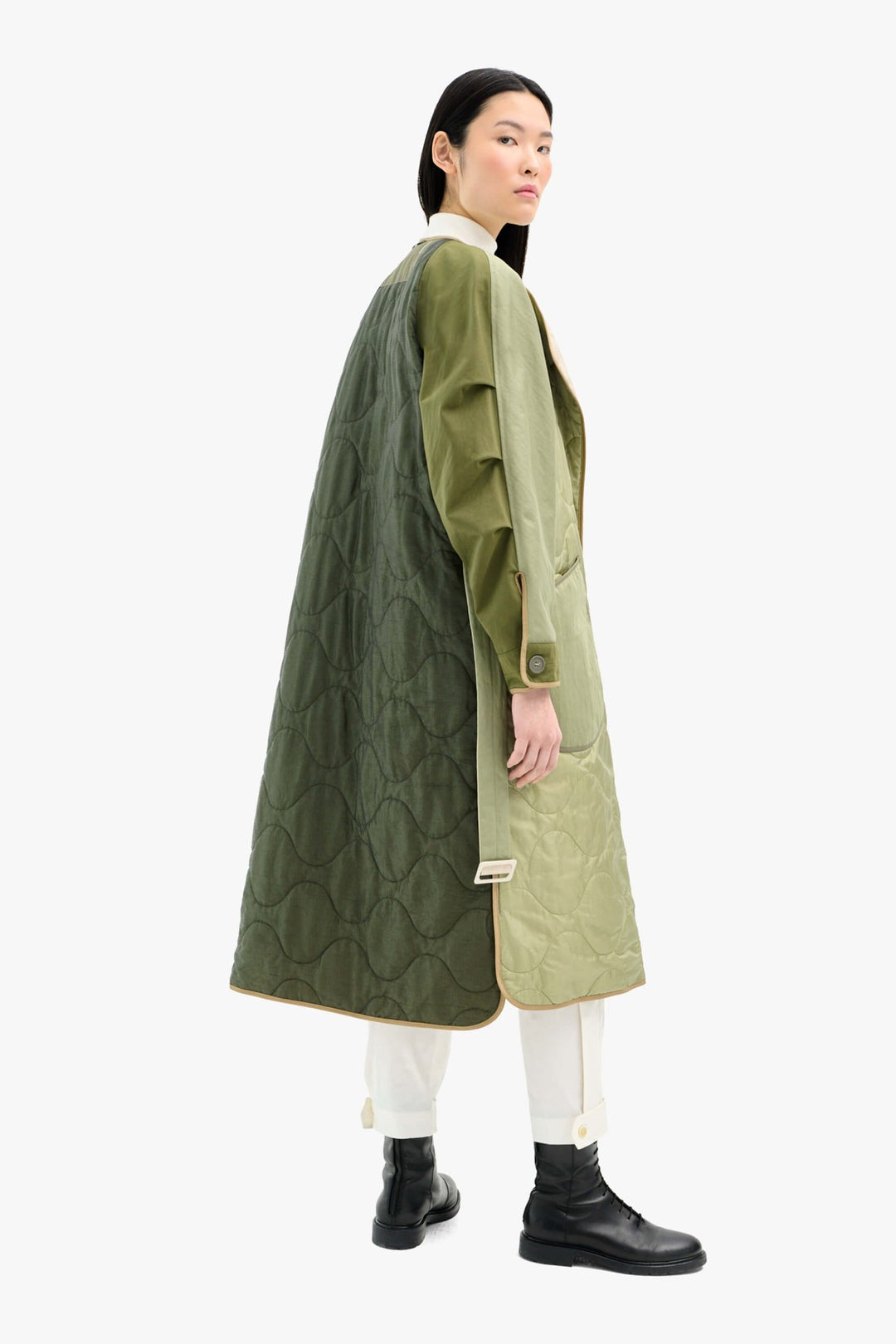 Signature Cotton Trenchcoat - Stone / Pale Sage & Olive