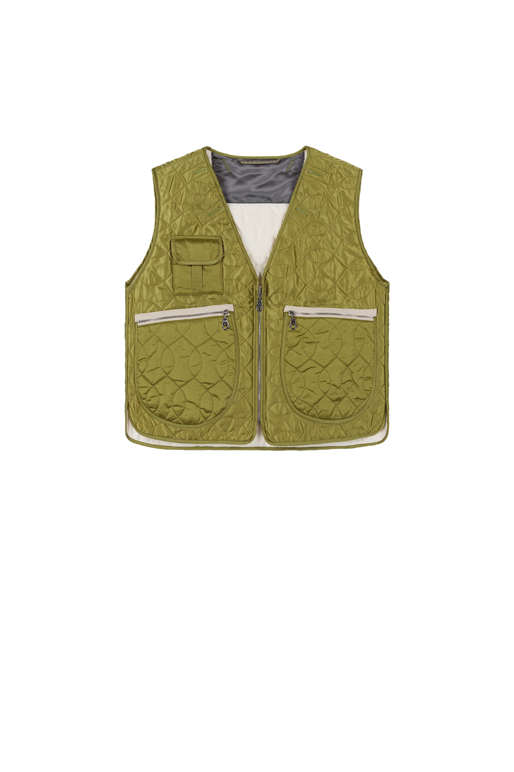 Utility Quilt Vest - Chartreuse / Ivory - Layer 2