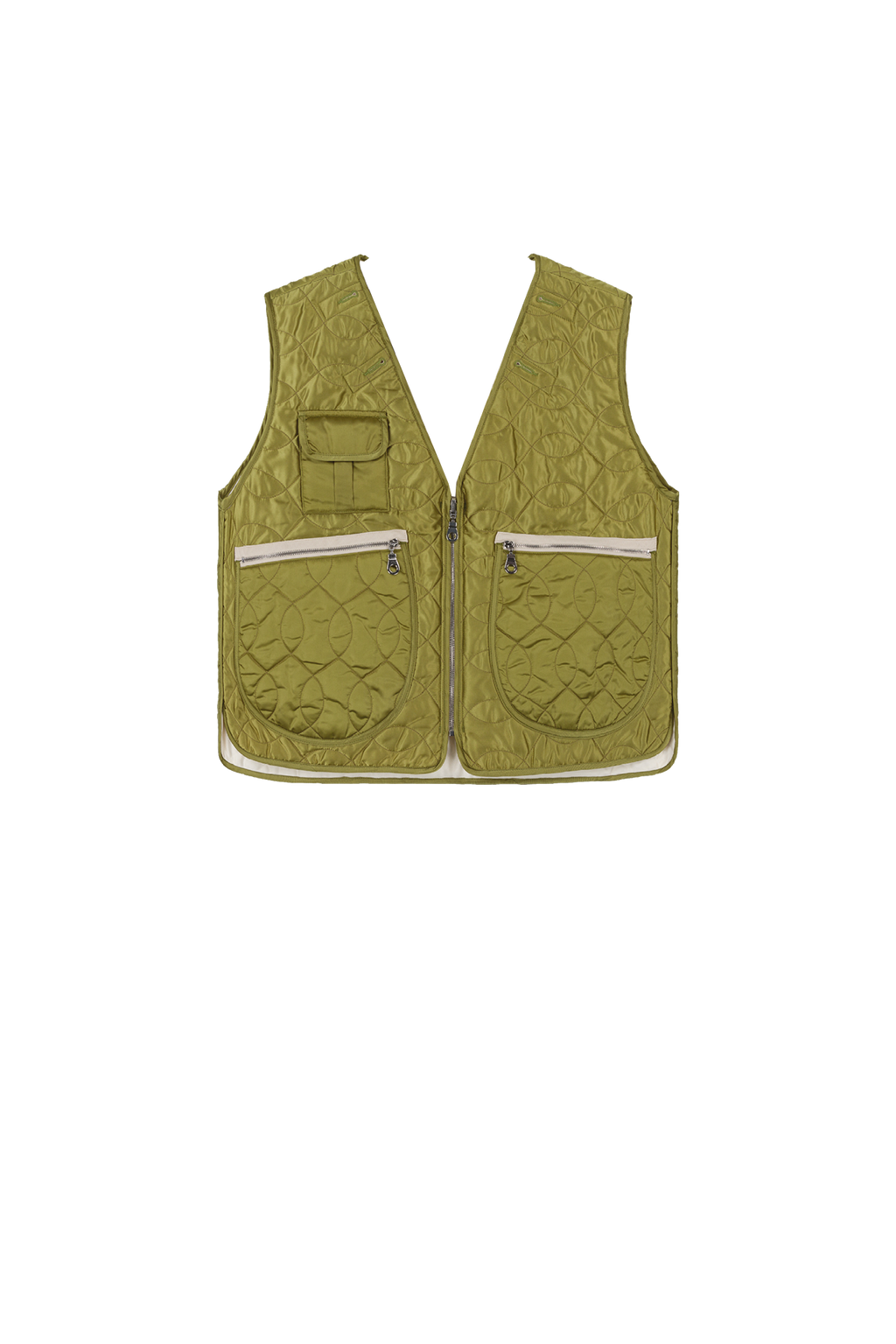 Utility Quilt Vest - Chartreuse / Ivory - Layer 5