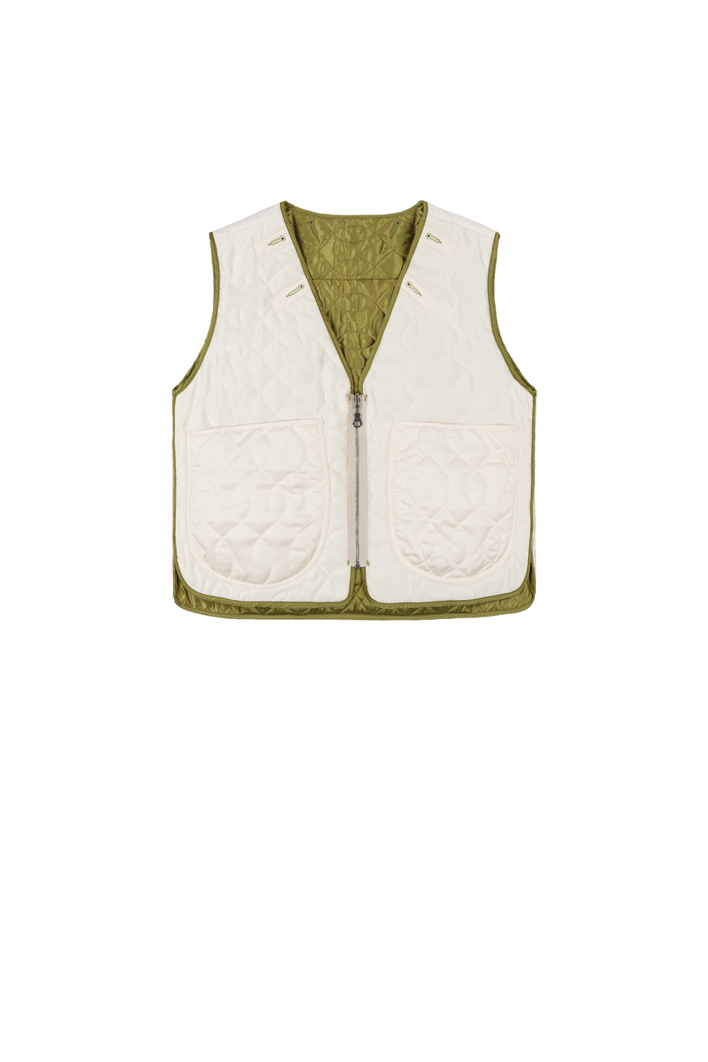 Utility Quilt Vest - Chartreuse / Ivory - Layer 2