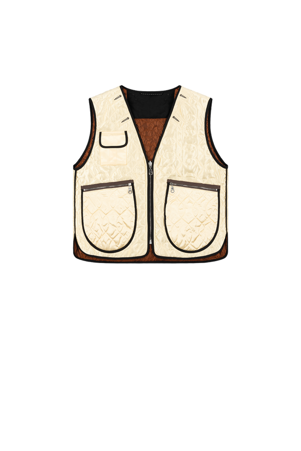 Utility Quilt Vest - Ivory / Amber - Layer 2
