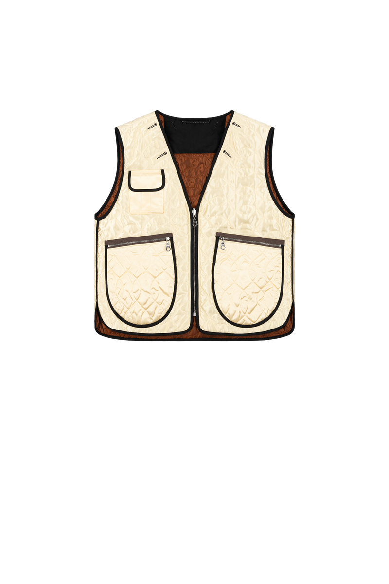 Utility Quilt Vest - Ivory / Amber - Layer 2