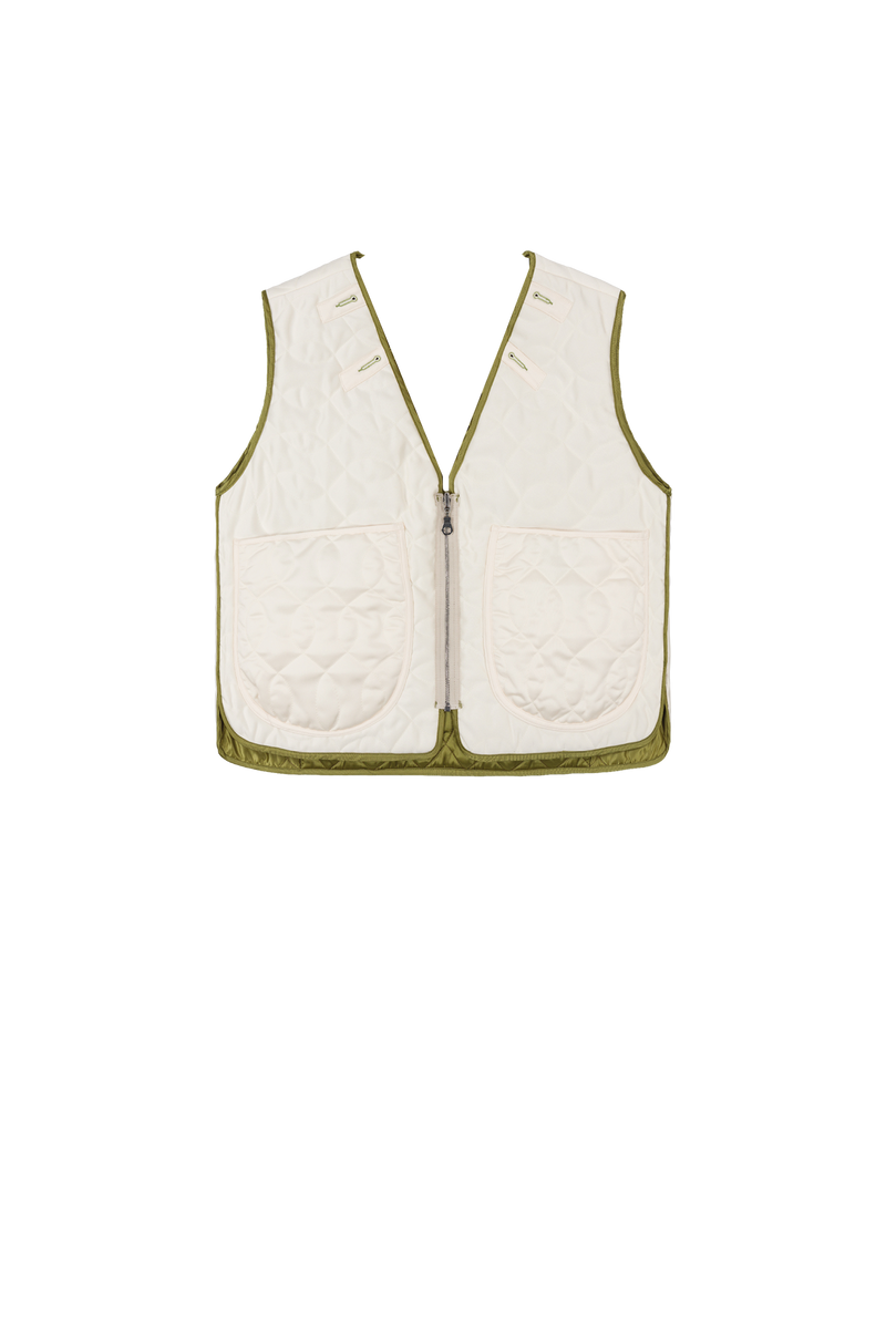 Utility Quilt Vest - Chartreuse / Ivory - Layer 5