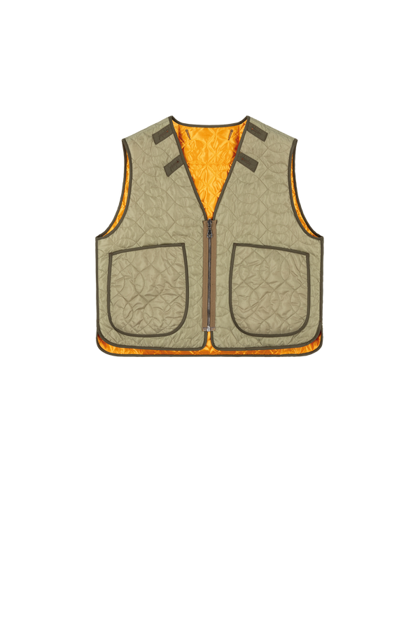 Utility Quilt Vest - Clementine / Pale Sage - Layer 2