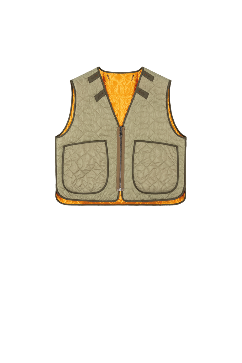 Utility Quilt Vest - Clementine / Pale Sage - Layer 2