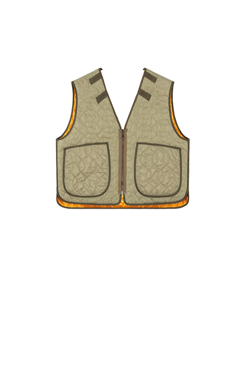 Utility Quilt Vest - Clementine / Pale Sage - Layer 5