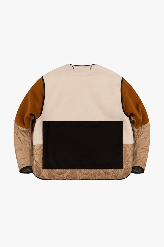 Signature Patchwork Wool Cropped Quilt - Camel / Peat