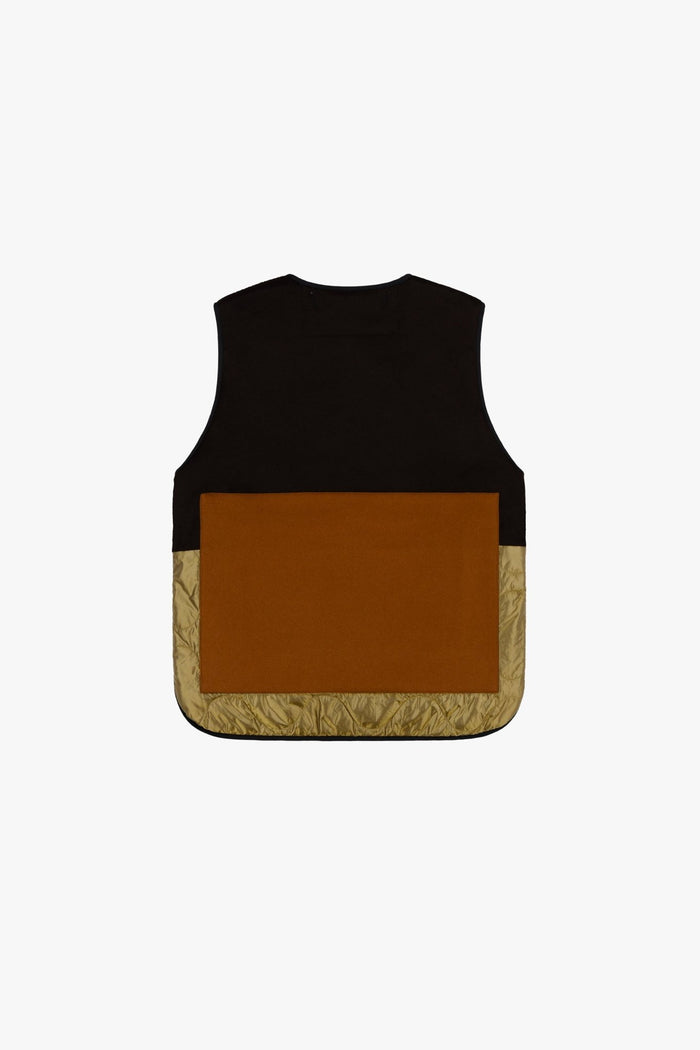 Signature Patchwork Wool Vest - Moss & Chocolate / Olive