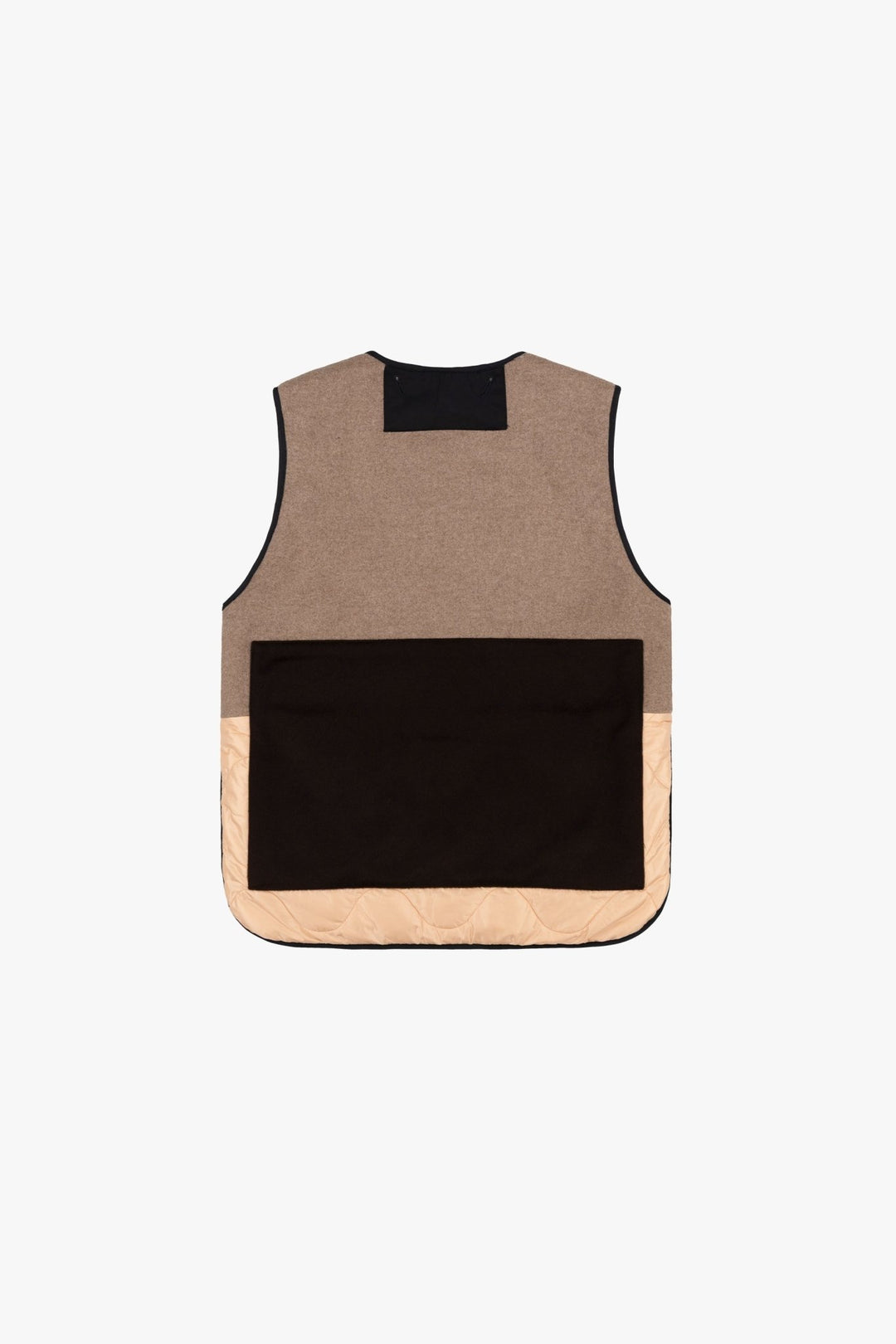 Signature Patchwork Wool Vest - Stone & Mocha Brown / Stone