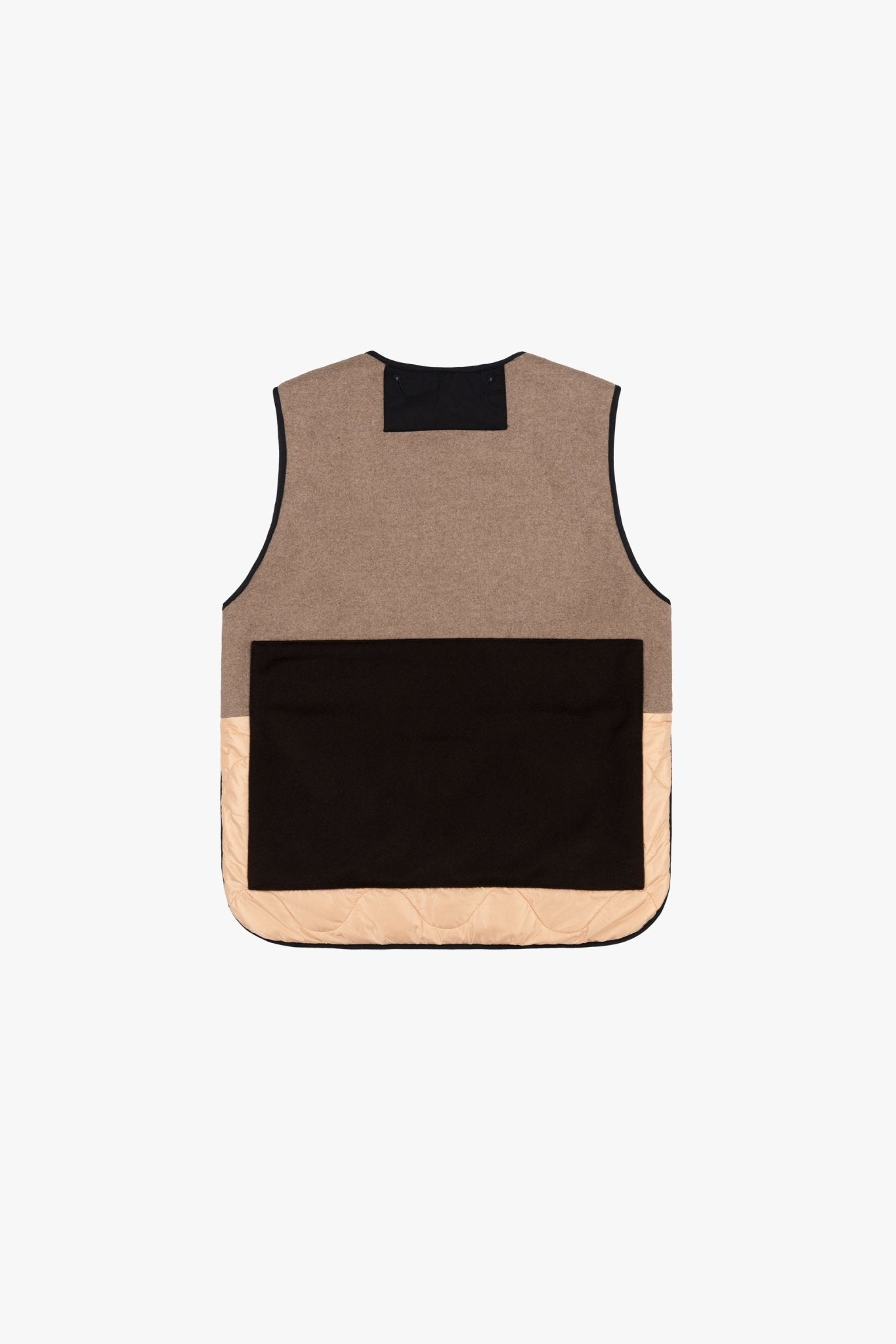 Signature Patchwork Wool Vest - Stone & Mocha Brown / Stone