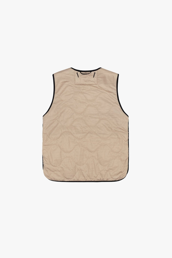 Signature Patchwork Wool Vest - Stone & Mocha Brown / Stone